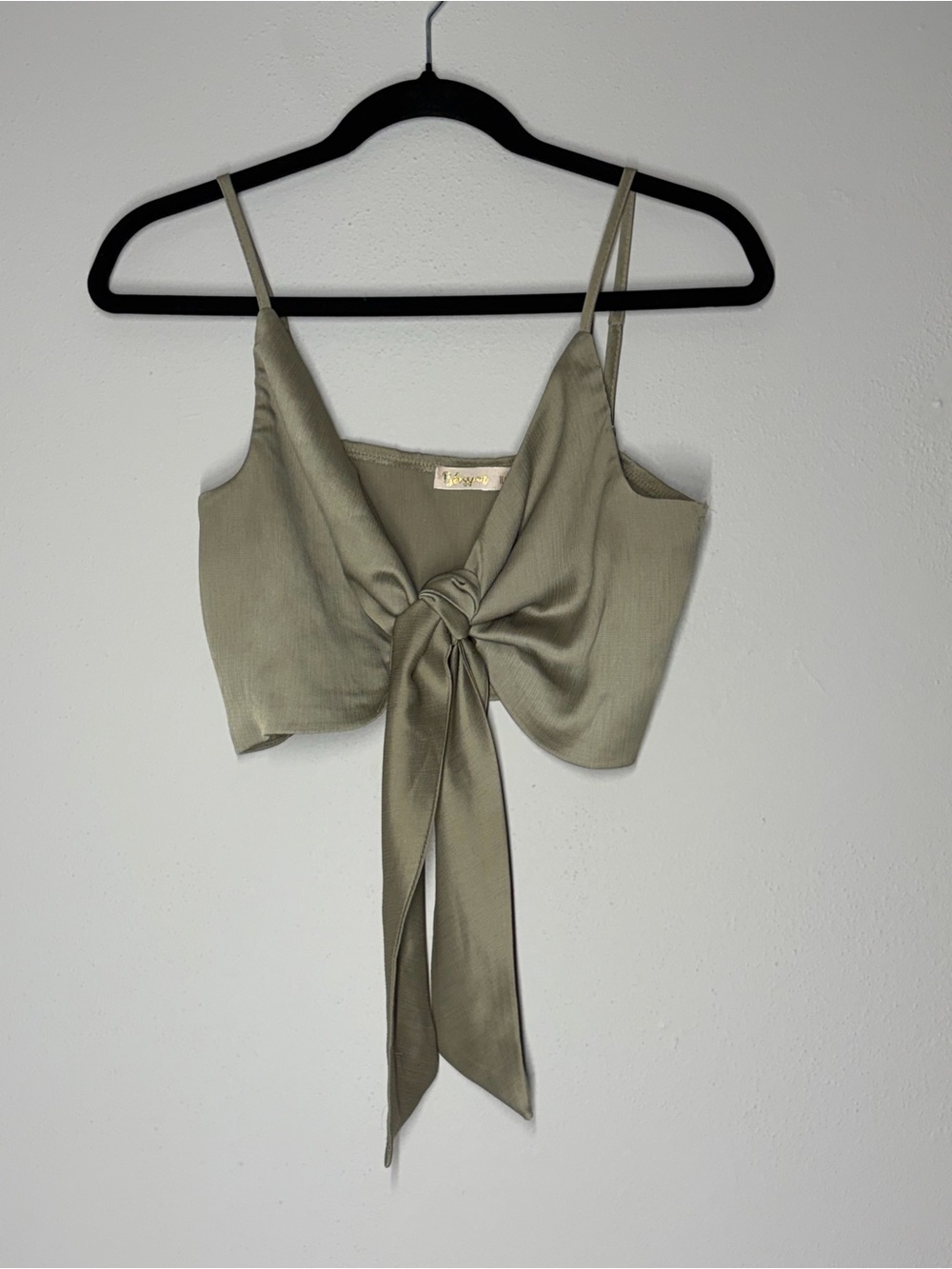 The Blossom Apparel Olive Tie-Front Cropped Cami